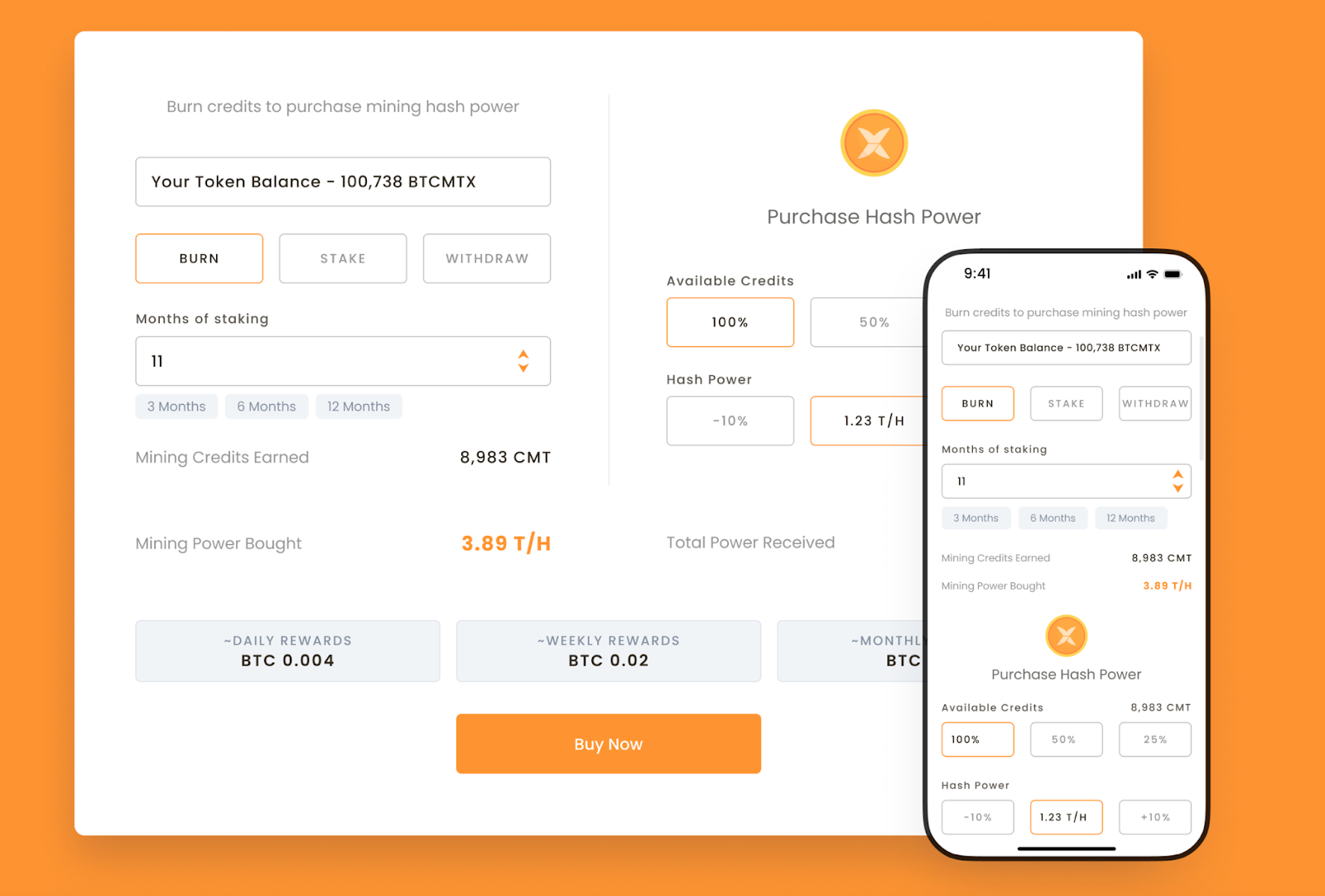 Bitcoin Stake to Mine Dashboard 