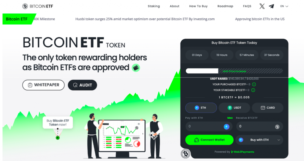 Bitcoin nahe 37.000 USD, ETF-Token lockt 140.000 USD: Top BTC-Alternative?