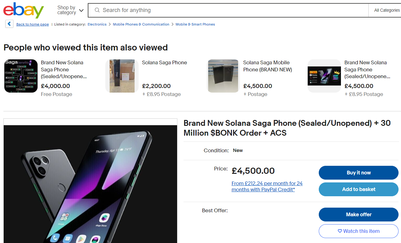 Ebay Saga Phone