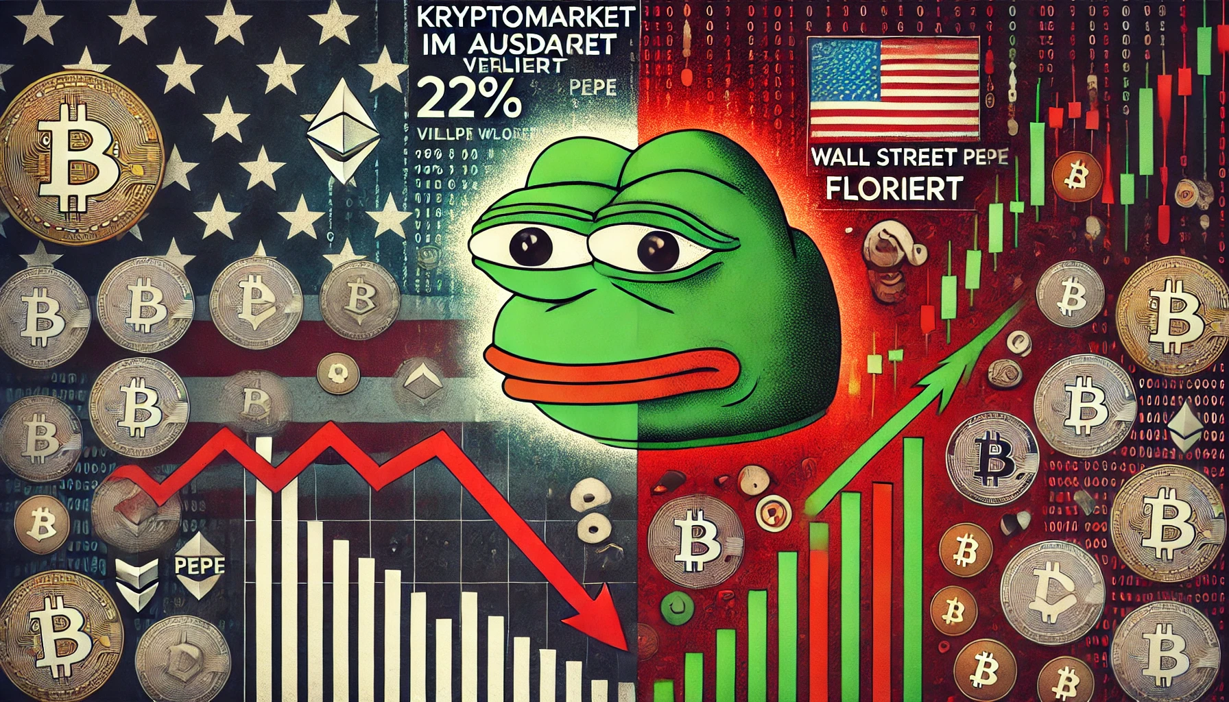 Kryptomarkt im Ausverkauf: Pepe verliert 22% während Wall Street Pepe floriert