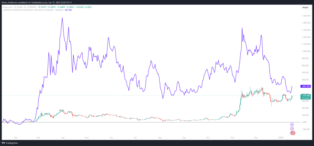 Dogecoin vs. Memecoin Index 12 Monate