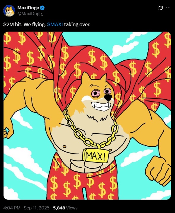 Twitter Post Maxi Doge $2M hit. We fyling. $MAXI taking over.